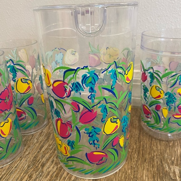 Vintage Acrylic 70s/80s Pitcher With Lid Cups Set - Picture 7 of 12